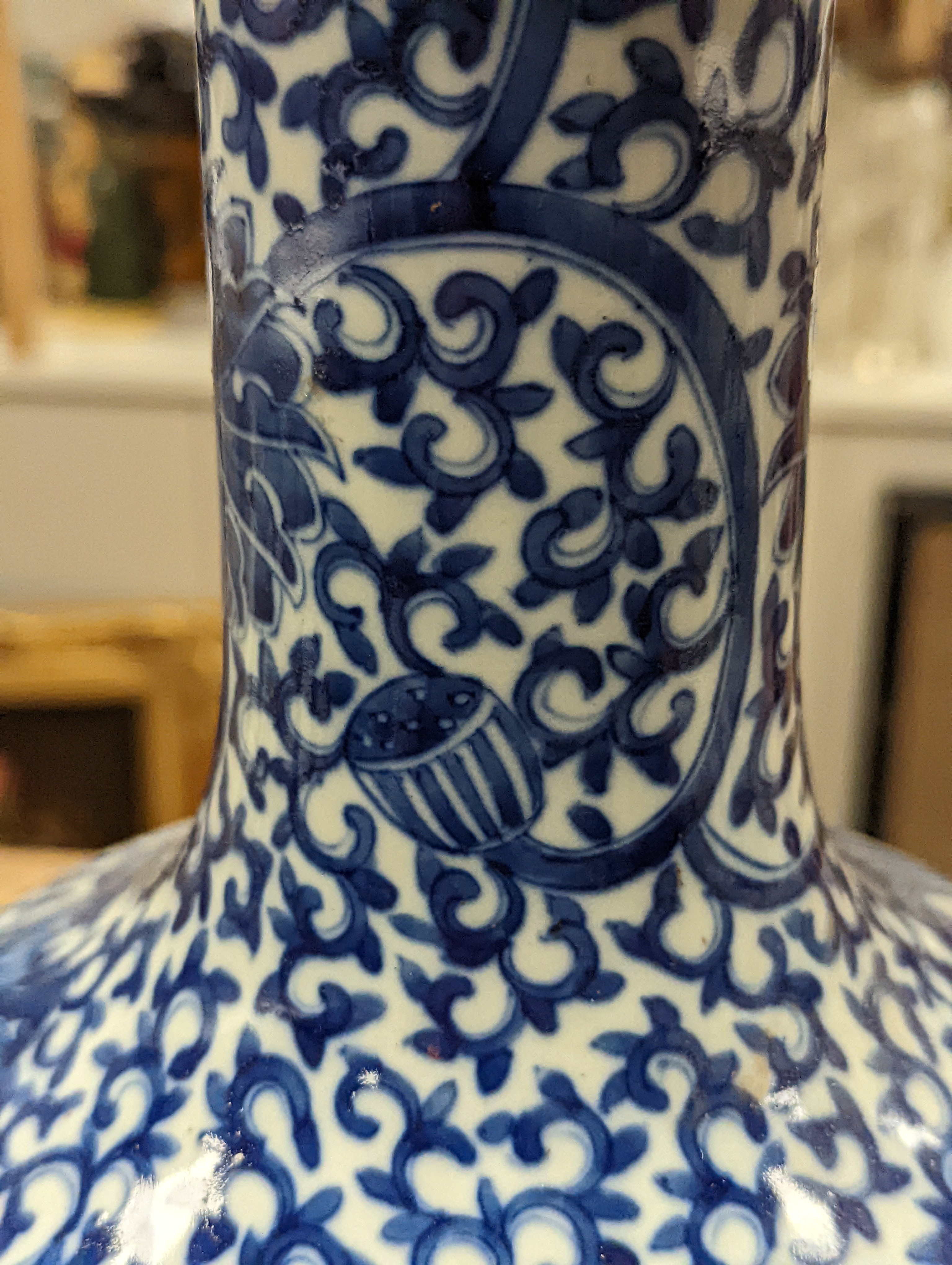 A Chinese blue and white bottle vase, 36cm